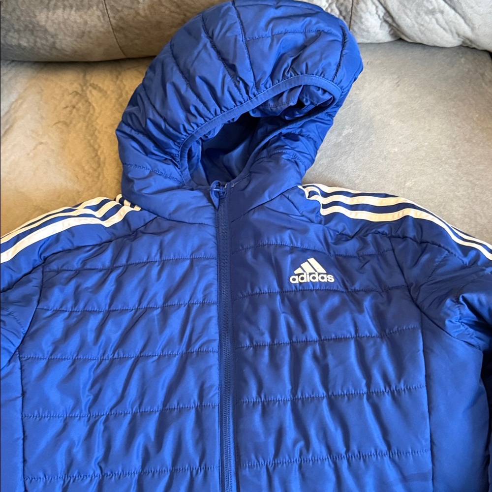 Adidas Kids Royal Blue Hooded Puffer Jacket